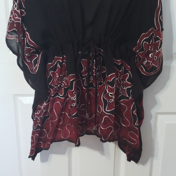 Women's tie & die kaftan style embroidered top S/M - Picture 3 of 7